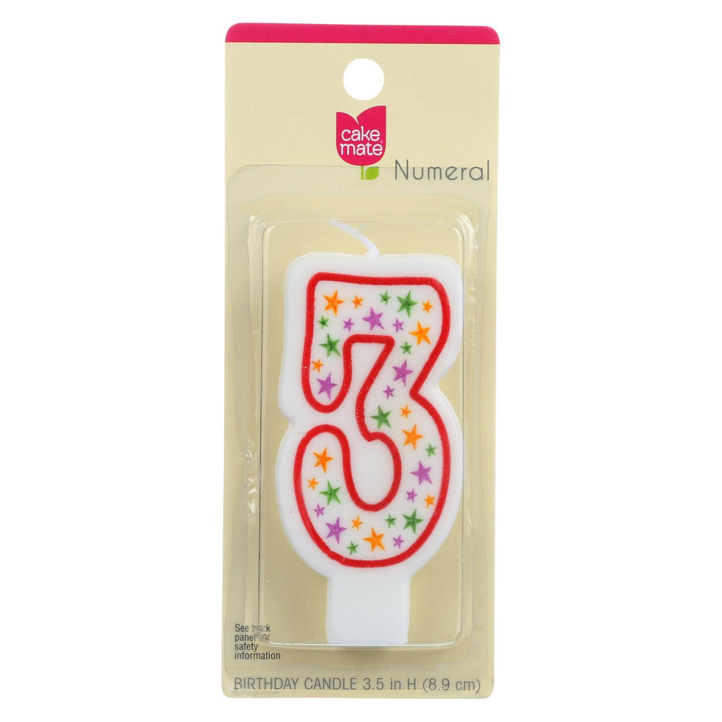 Cake Mate - Birthday Party Candle - Numeral - 3 - 3 In - 1 Count - Case Of 6