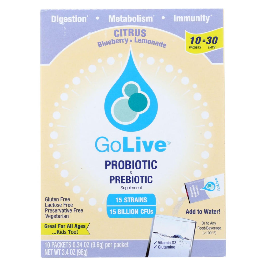 Golive Probiotic Products Probiotic And Prebiotic - Flavored Packets - Citrus Blueberry And Lemonade - 10-.47oz - 1 Each