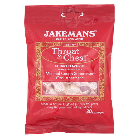 Jakemans Throat And Chest Lozenges - Cherry - Case Of 12 - 30 Pack