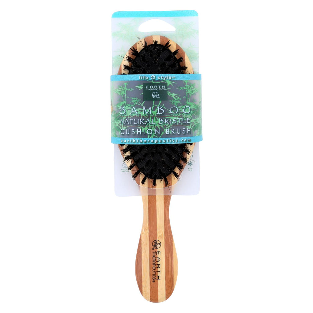 Earth Therapeutics Regular Bamboo Natural Bristle Cushion Brush - 1 Brush