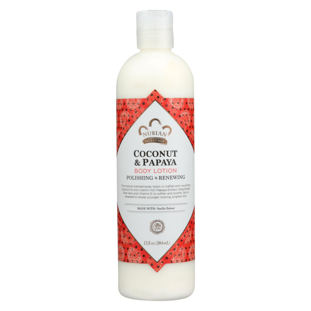 Nubian Heritage Lotion - Coconut And Papaya - 13 Oz