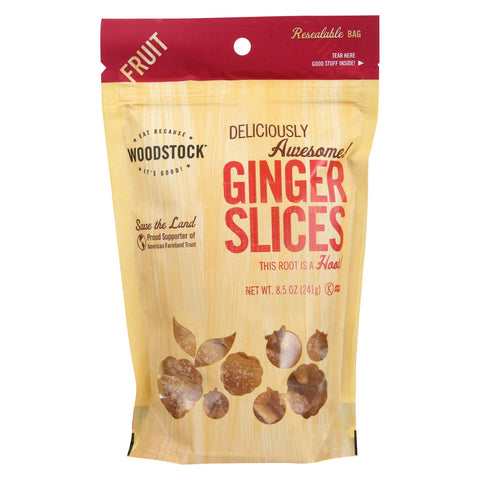 Woodstock Fruit - All Natural - Ginger - Slices - Low Sugar - Unsulphured - 8.5 Oz - Case Of 8