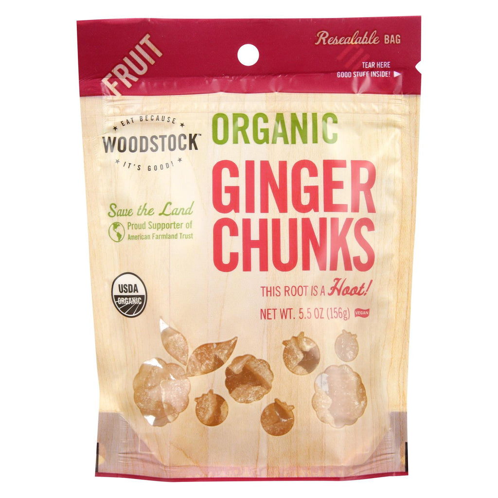 Woodstock Fruit - Organic - Ginger - Chunks - Crystallized - 5.5 Oz - Case Of 8