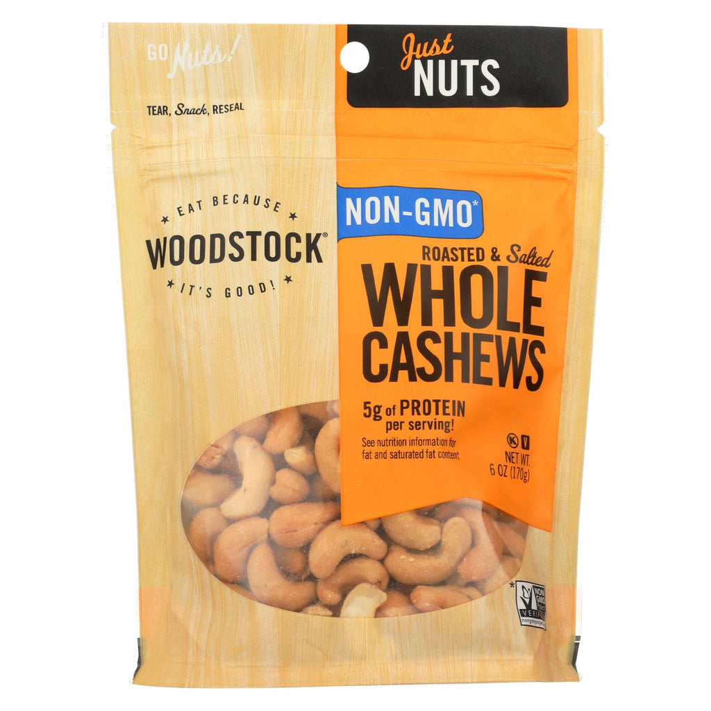 Woodstock Cashews - Roasted - Salted - Case Of 8 - 6 Oz.