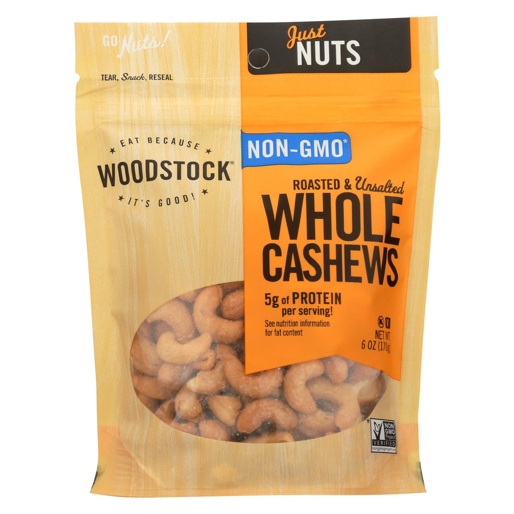 Woodstock Cashews - Roasted - Unsalted - Case Of 8 - 7 Oz.