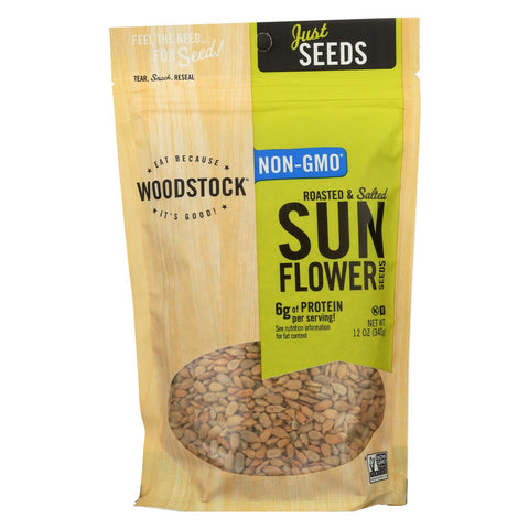 Woodstock Sunflower Seeds - Roasted - Salted - Case Of 8 - 12 Oz.