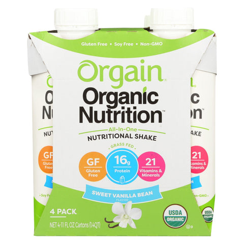 Orgain Organic Nutrition Shake - Vanilla Bean - 11 Fl Oz - Case Of 12