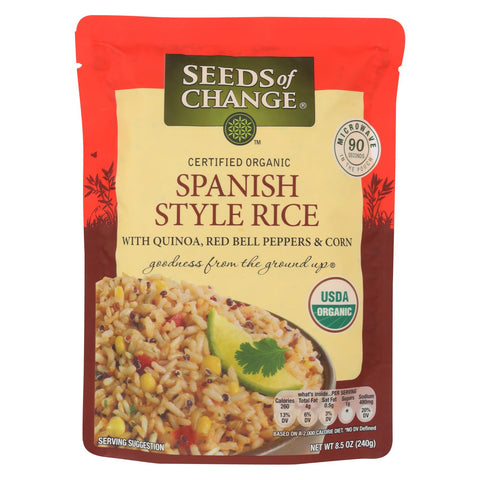 Seeds Of Change Organic Microwavable Spanish Style Rice With Quinoa - Case Of 12 - 8.5 Oz.