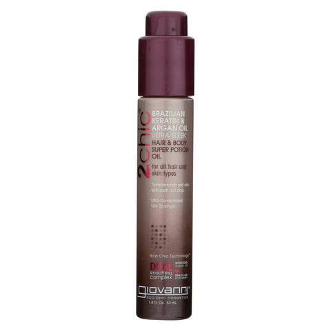 Giovanni 2chic Ultra-sleek Hair And Body Super Potion With Brazilian Keratin And Argan Oil - 1.8 Fl Oz