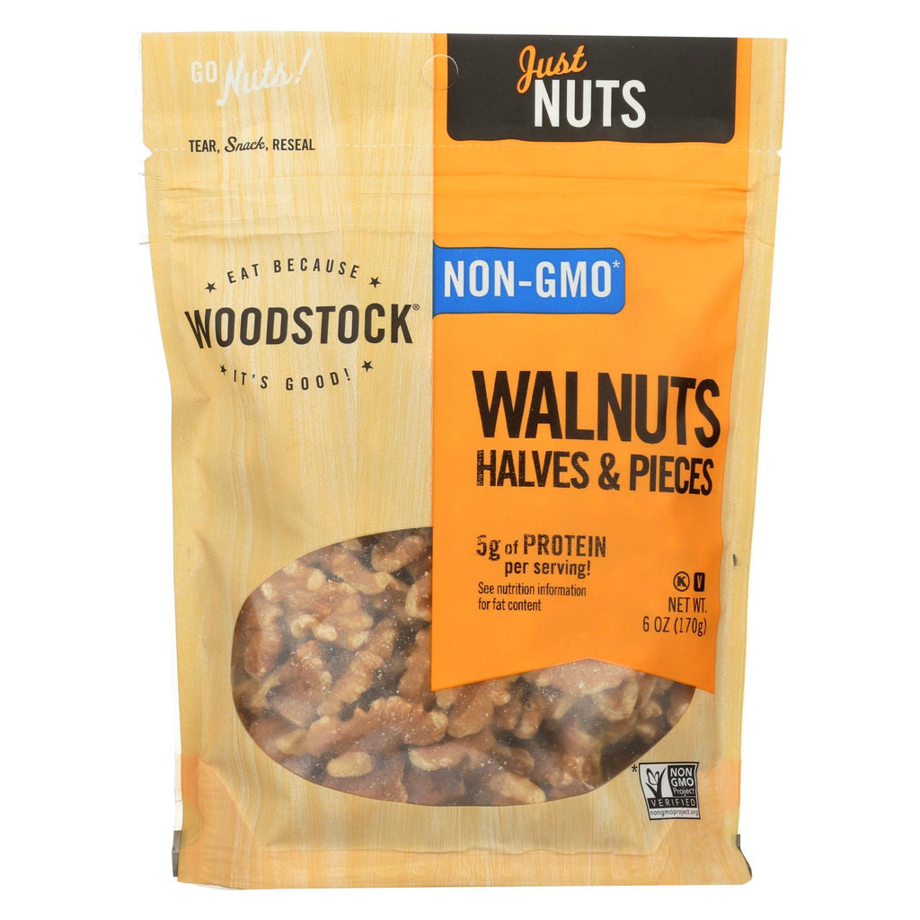 Woodstock Walnuts -  Halves & Pieces - Raw - Case Of 8 - 6 Oz.