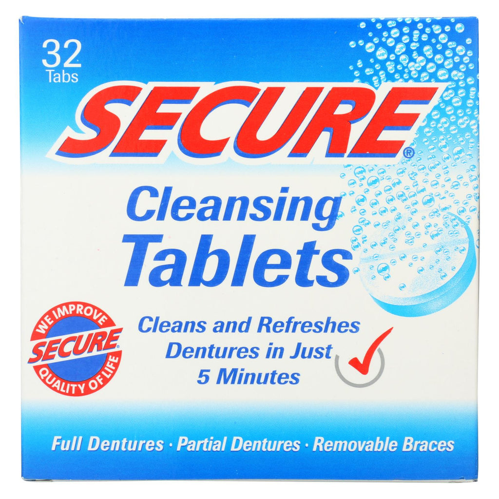 Secure Denture Adhesive Denture Cleanser - 32 Tablets