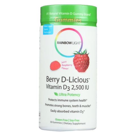 Rainbow Light Berry-d-licious Vitamin D3 Ripe Raspberry - 2500 Iu - 50 Gummies