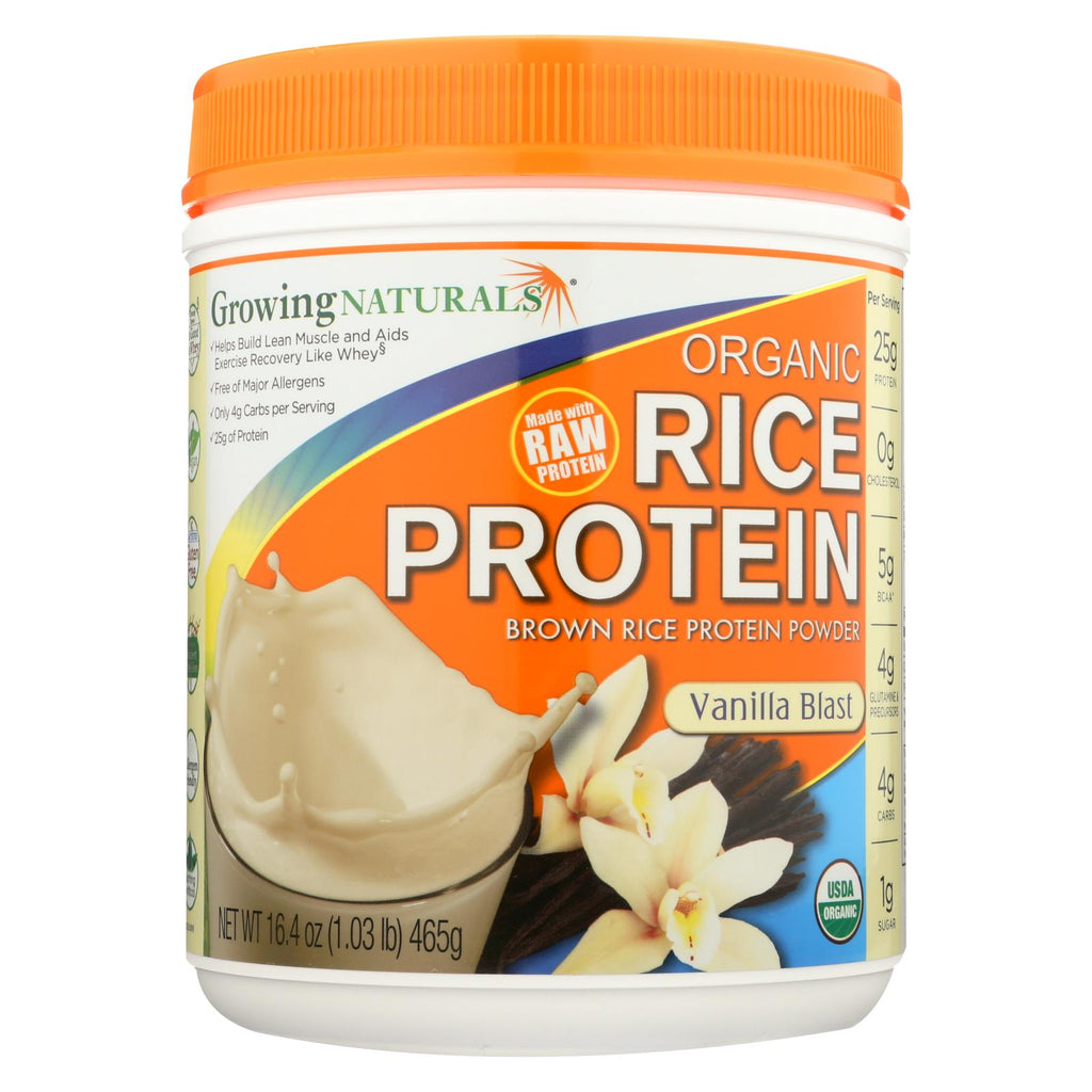 Growing Naturals Organic Raw Rice Protein - Vanilla Blast - 16.4 Oz