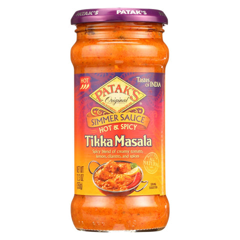 Pataks Simmer Sauce - Hot And Spicy - Tikka Masala - Hot - 12.3 Oz - Case Of 6