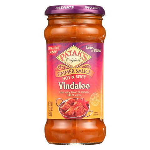 Pataks Simmer Sauce - Hot And Spicy - Vindaloo - Extra Hot - 12.3 Oz - Case Of 6