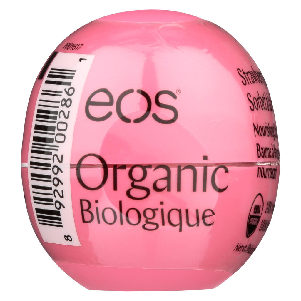 Eos Products - Lip Balm - Organic - Smooth Sphere - Strawberry Sorbet - .25 Oz - Case Of 8