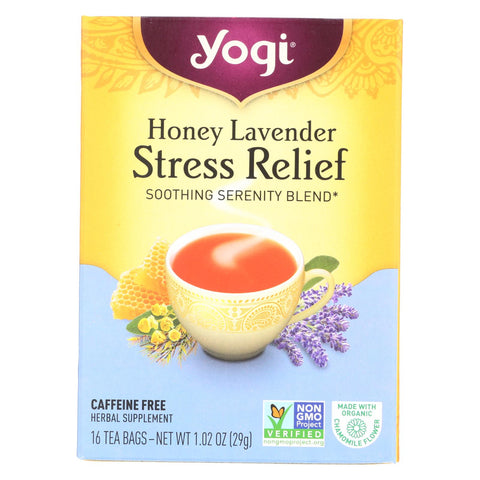 Yogi Stress Reliefherbal Tea Caffeine Free Honey Lavender - 16 Tea Bags - Case Of 6