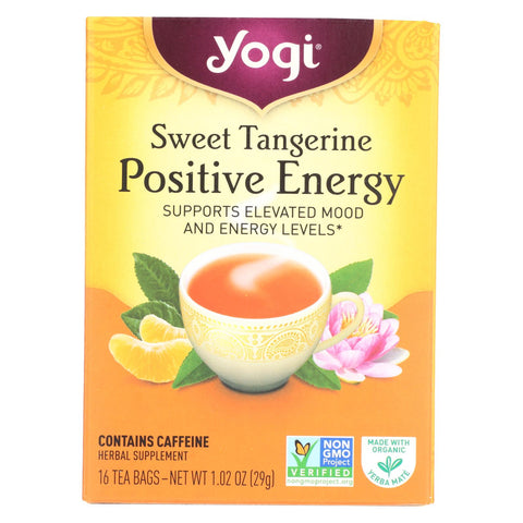 Yogi Positive Energy Herbal Tea Sweet Tangerine - 16 Tea Bags - Case Of 6