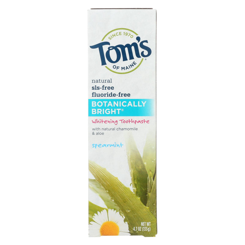 Tom's Of Maine Botanically Bright Whitening Toothpaste Spearmint - 4.7 Oz - Case Of 6