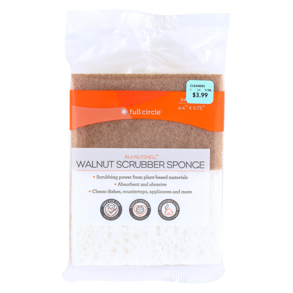 Full Circle Home Sponge Walnut Scrubber - Case Of 6 - 2 Pack