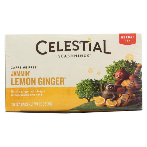 Celestial Seasonings Herbal Tea - Jammin' Lemon Ginger - Caffeine Free - Case Of 6 - 20 Bags