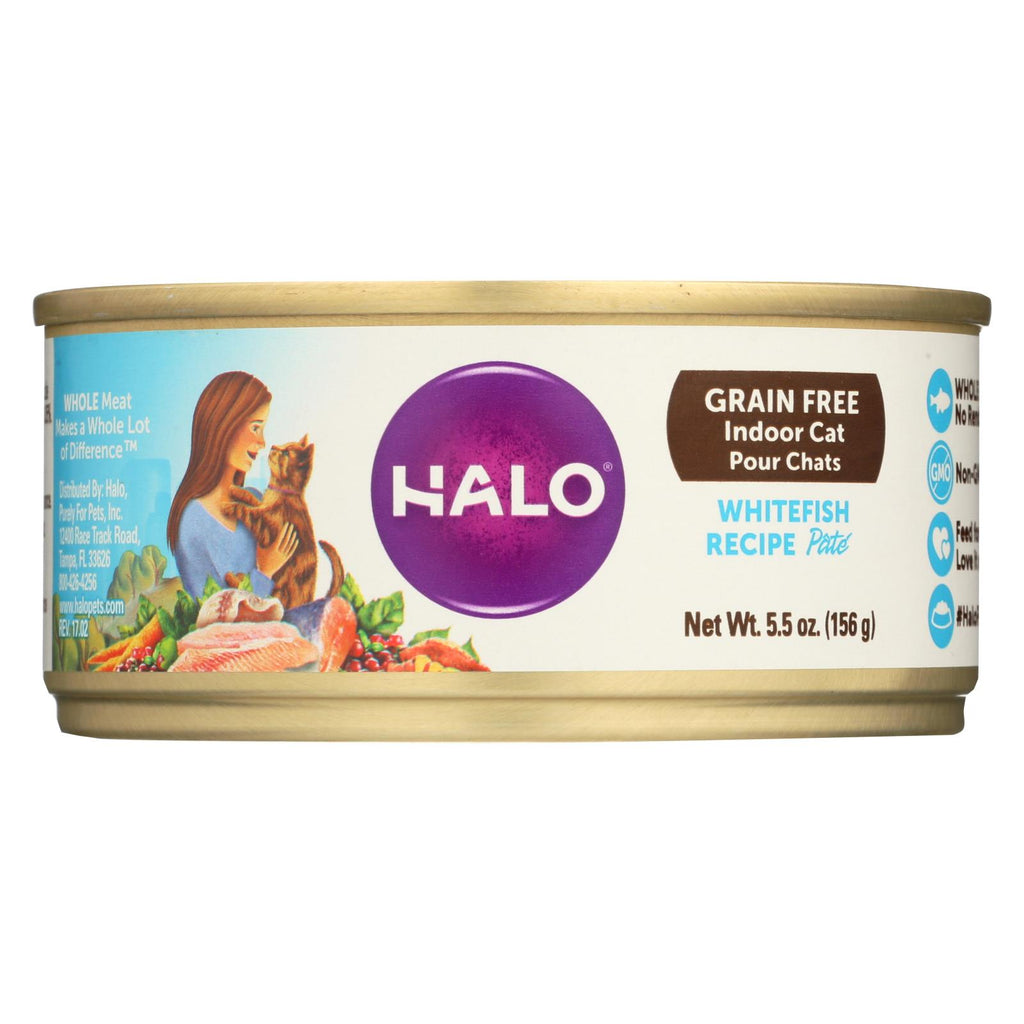 Halo Purely For Pets Cat Food - Spots Pate - Ground Whitefish - Grain-free - 5.5 Oz - Case Of 12