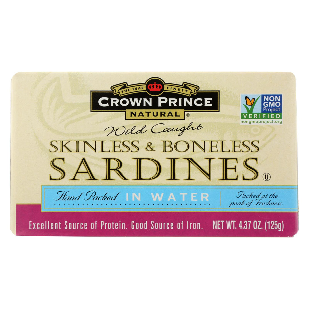 Crown Prince Skinless And Boneless Sardines In Water - Case Of 12 - 4.37 Oz.