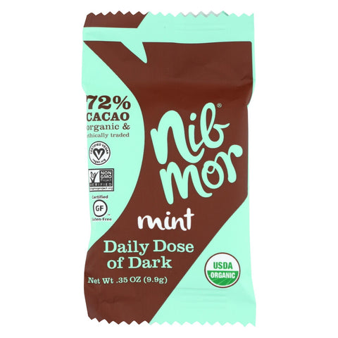 Nibmor Organic Daily Dose Of Dark - Mint Plus Nibs 72 Percent Cacao - .35 Oz - Case Of 60