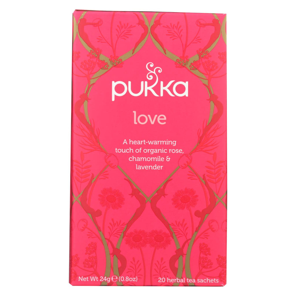 Pukka Herbal Teas Love Organic Rose Chamomile And Lavender Tea - Caffeine Free - Case Of 6 - 20 Bags