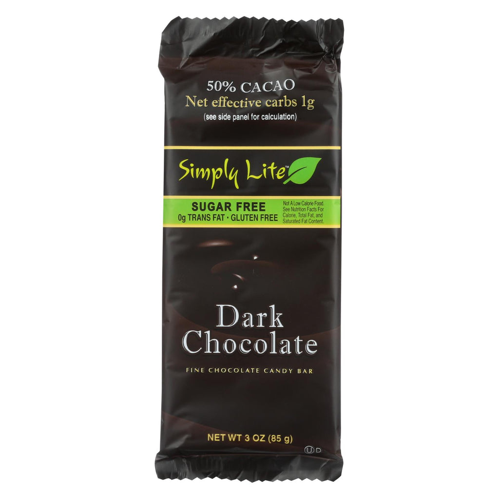 Simply Lite Chocolate Bar - Dark Chocolate - 50 Percent Cacao - 3 Oz - Case Of 10