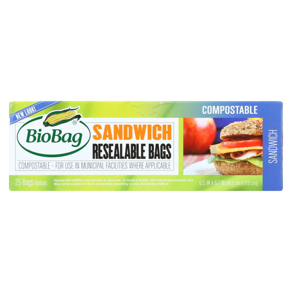 Biobag - Resealable Sandwich Bags - Case Of 12 - 25 Count