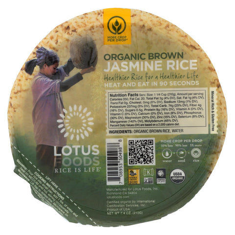 Lotus Foods Organic Brown Jasmine Rice - Case Of 6 - 7.4 Oz.