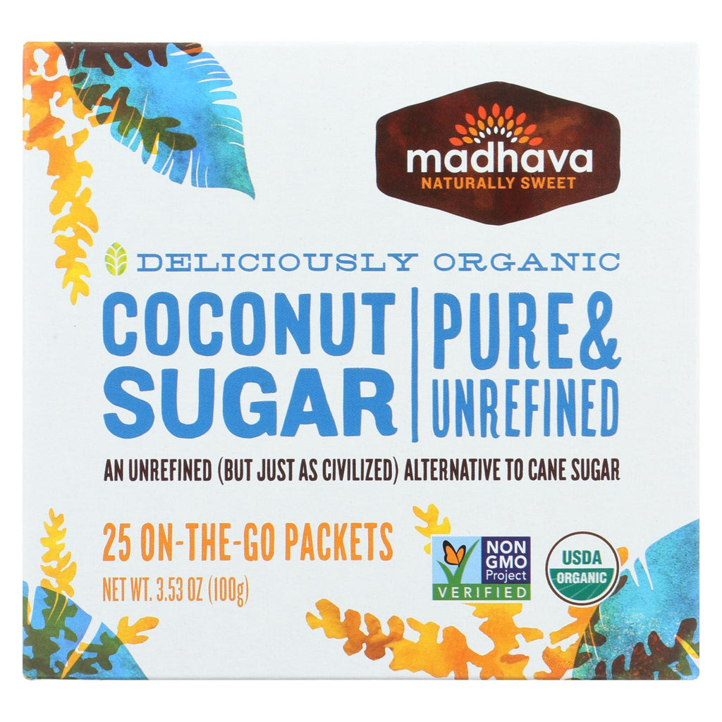 Madhava Honey Coconut Sugar - Organic - 25 Count - 3.53 Oz - Case Of 6