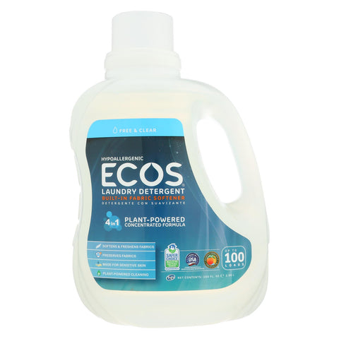 Earth Friendly Ecos Ultra 2x All Natural Laundry Detergent - Free And Clear - 100 Fl Oz