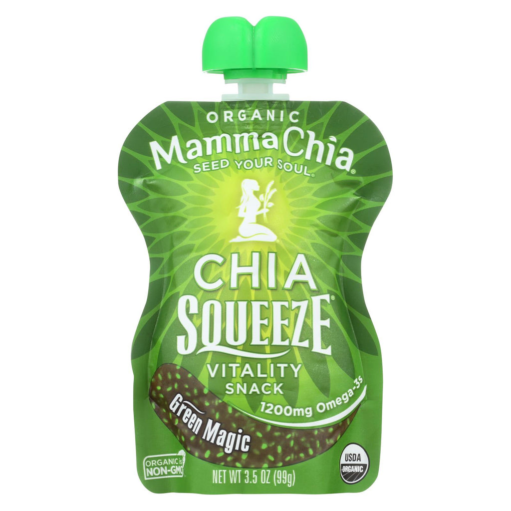 Mamma Chia Squeeze Vitality Snack - Green Magic - Case Of 16 - 3.5 Oz.