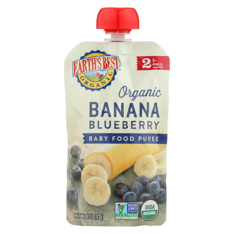 Earth's Best Organic Banana Blueberry Baby Food Puree - Stage 2 - Case Of 12 - 4 Oz.