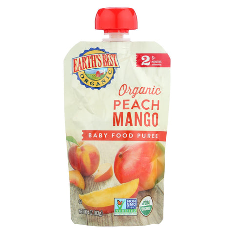 Earth's Best Organic Peach Mango Baby Food Puree - Stage 2 - Case Of 12 - 4 Oz.