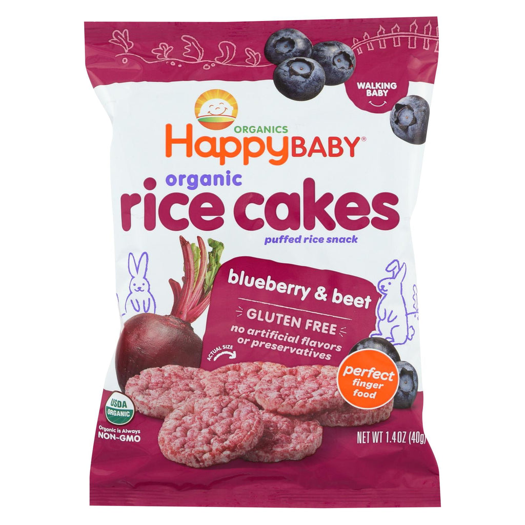 Happy Baby Happy Munchies Rice Cakes - Organic Blueberry And Beet - 1.4 Oz - Case Of 10