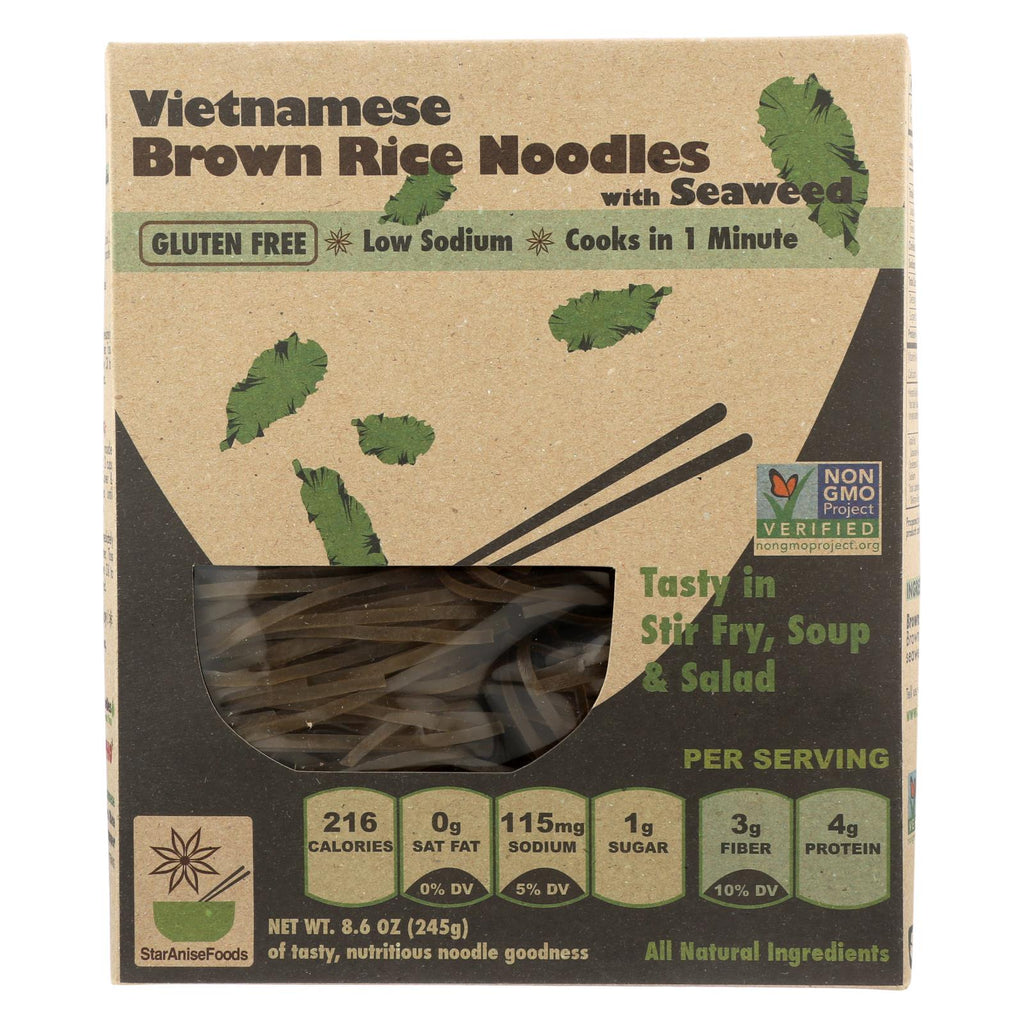 Star Anise Foods Noodles - Brown Rice - Vietnamese - With Seaweed - 8.6 Oz - Case Of 6