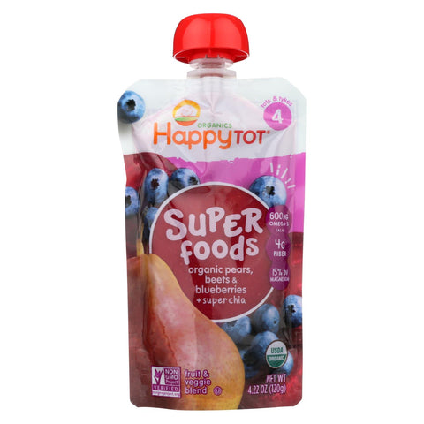 Happy Tot Toddler Food - Organic - Stage 4 - Blueberry Pear And Beet - 4.22 Oz - Case Of 16