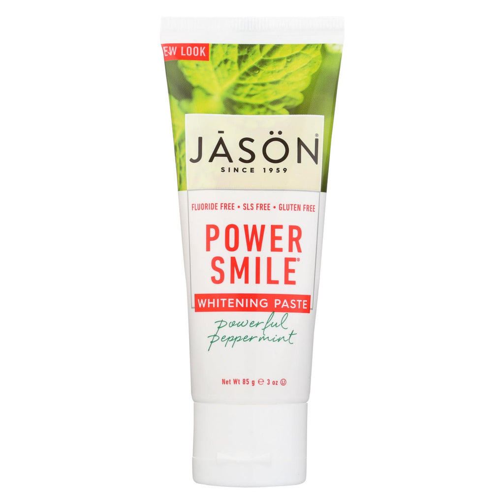 Jason Natural Products Toothpaste - Powersmile - Antiplaque And Whitening - Powerful Peppermint - Fluoride-free - 3 Oz - Case Of 12