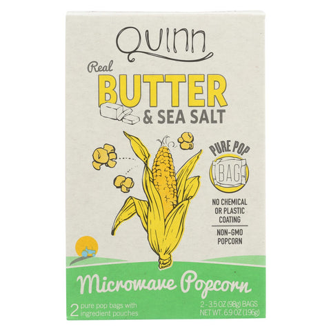 Quinn - Microwave Popcorn - Butter And Sea Salt - Case Of 6 - 6.9 Oz.