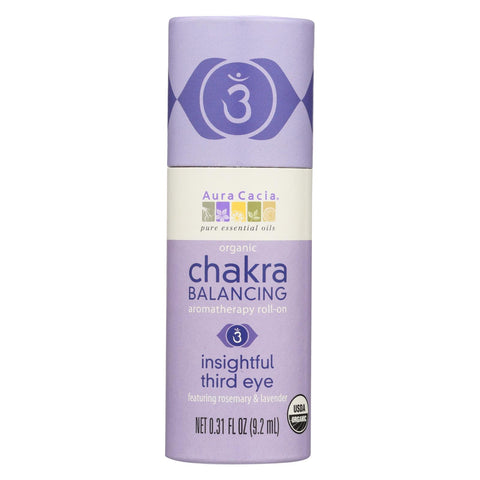 Aura Cacia - Organic Chakra Balancing Aromatherapy Roll-on - Insightful Third Eye - .31 Oz