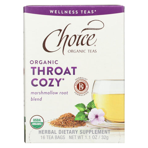 Choice Organic Teas - Organic Throat Cozy Tea - 16 Bags - Case Of 6