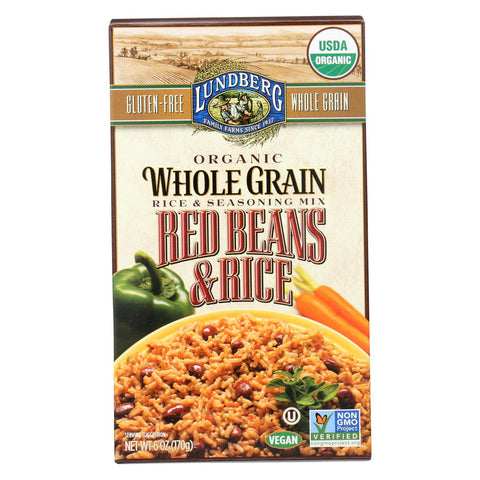 Lundberg Family Farms Organic Whole Grain Red Beans And Rice - Case Of 6 - 6 Oz.