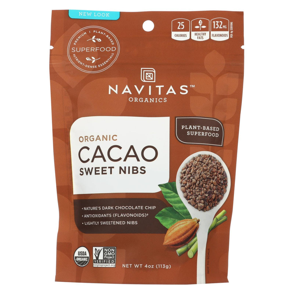 Navitas Naturals Cacao Nibs - Organic - Sweet - Raw - 4 Oz - Case Of 12