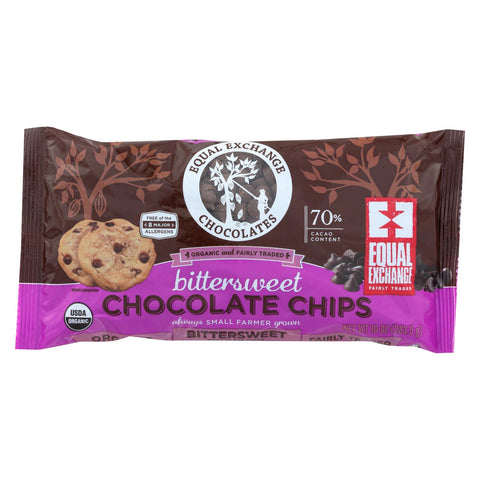 Equal Exchange Organic Bittersweet Chocolate Chips - Bittersweet Chocolate Chips - Case Of 12 - 10 Oz.