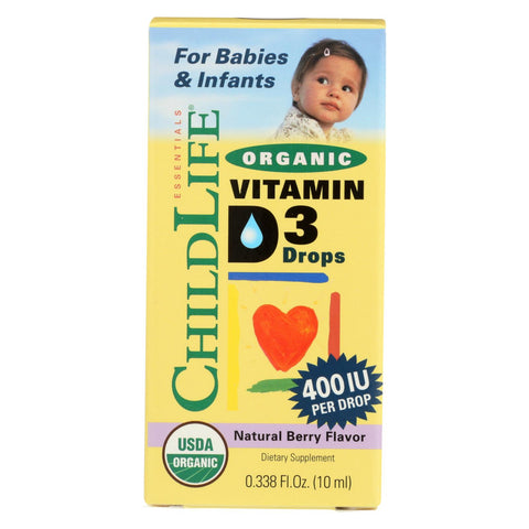 Childlife Organic Vitamin D3 Drops For Babies And Infants - Natural Berry Flavor - .338 Oz