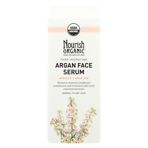 Nourish Organic Face Serum - Pure Hydrating Argan Apricot And Rosehip - .7 Oz