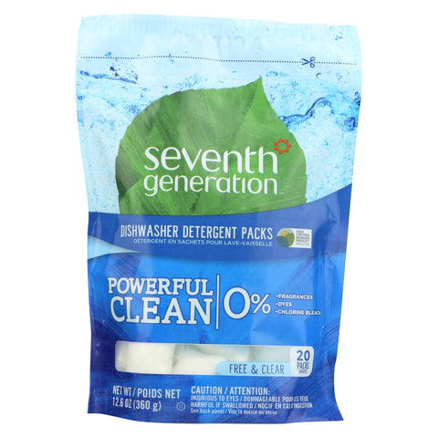 Seventh Generation Auto Dish Packs - Free And Clear - 20 Count